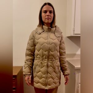 Suzanne Grae Quilted Puffer Jacket – XS – Taupe Beige